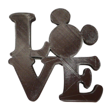 LOVE Word Quote With Mickey Mouse Face Head Brown Made in USA PR4782