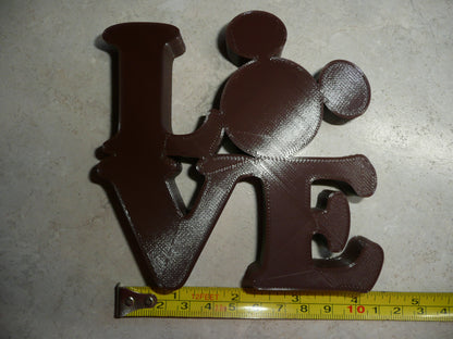 LOVE Word Quote With Mickey Mouse Face Head Brown Made in USA PR4782