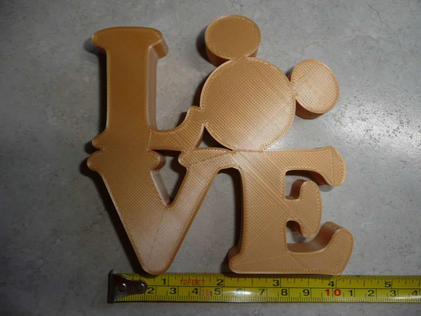 LOVE Word Quote With Mickey Mouse Face Head Gold Made in USA PR4783
