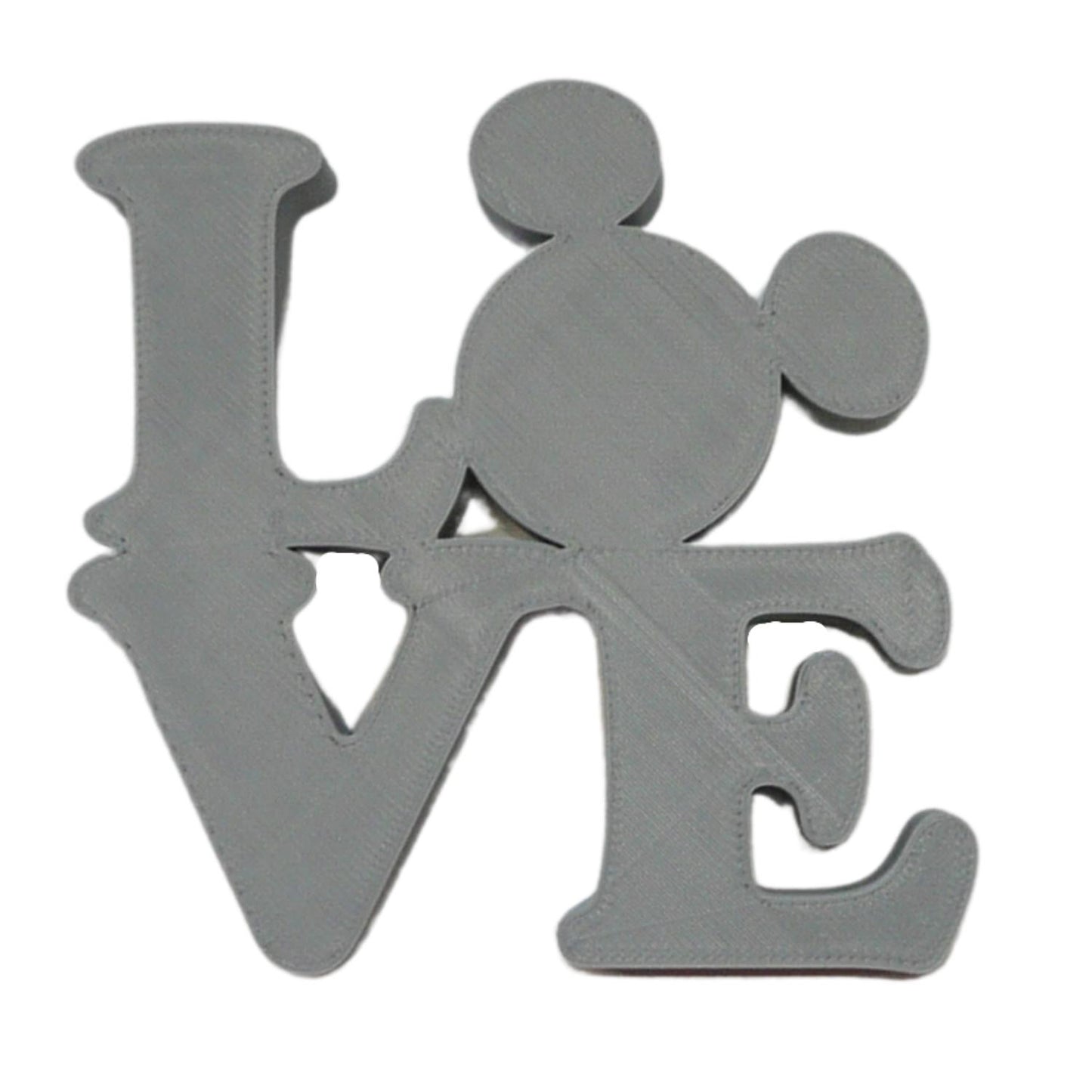 LOVE Word Quote With Mickey Mouse Face Head Gray Made in USA PR4784