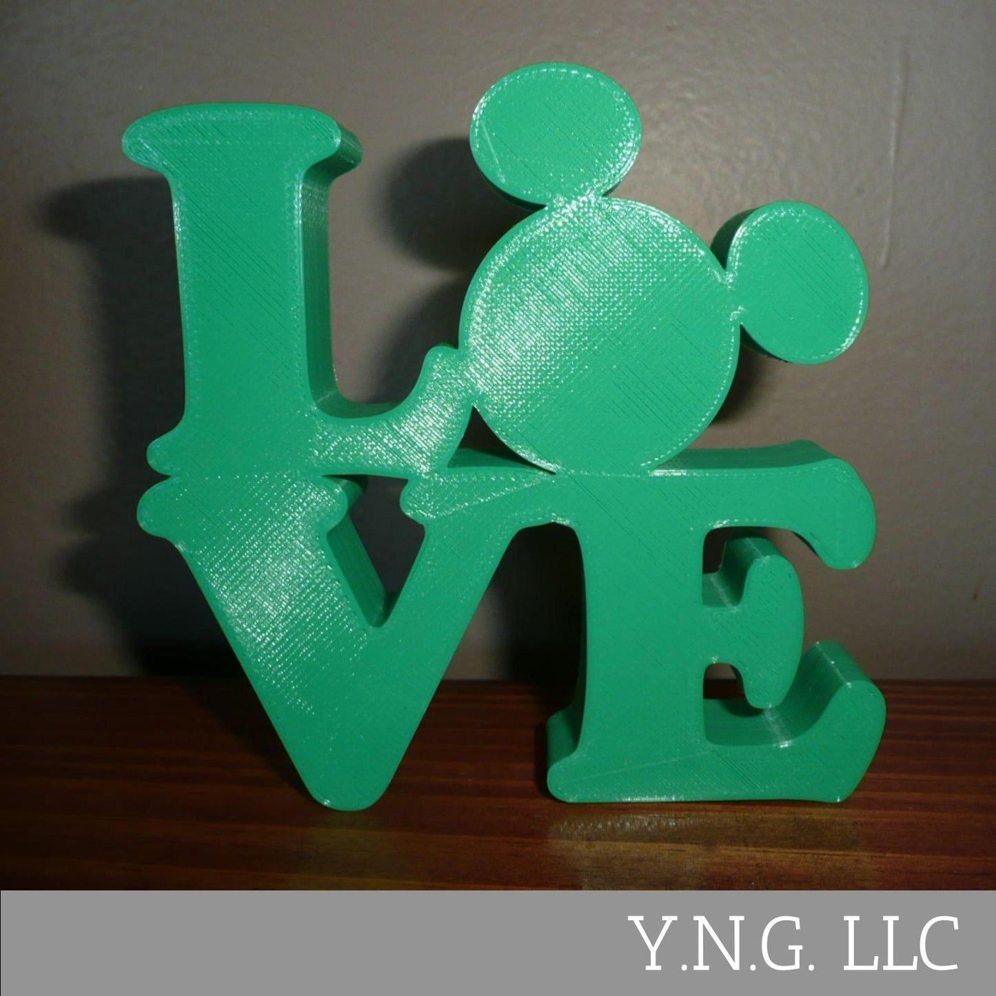 LOVE Word Quote With Mickey Mouse Face Head Green Made in USA PR4785