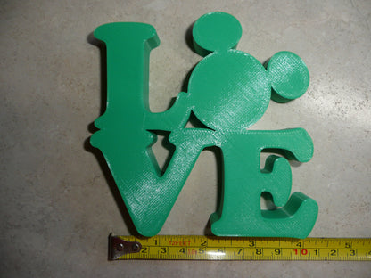 LOVE Word Quote With Mickey Mouse Face Head Green Made in USA PR4785