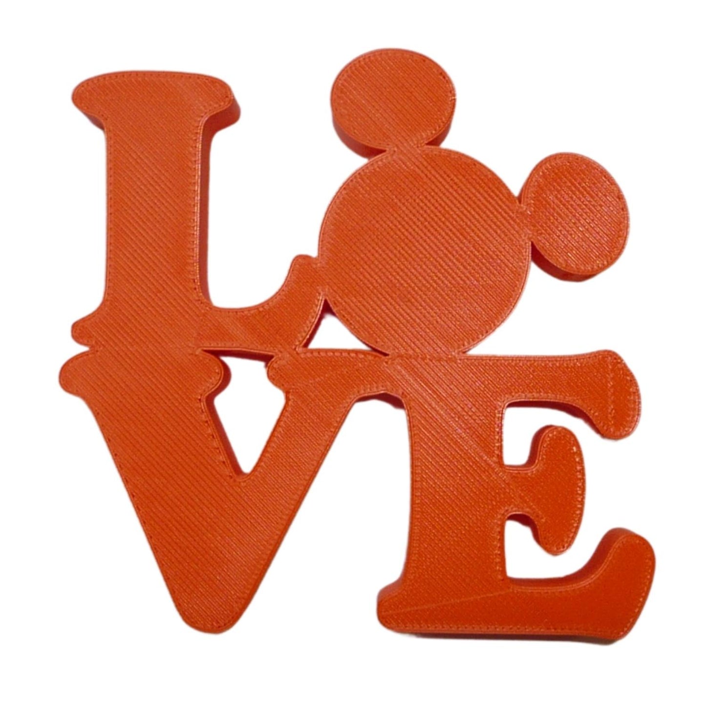 LOVE Word Quote With Mickey Mouse Face Head Orange Made in USA PR4786