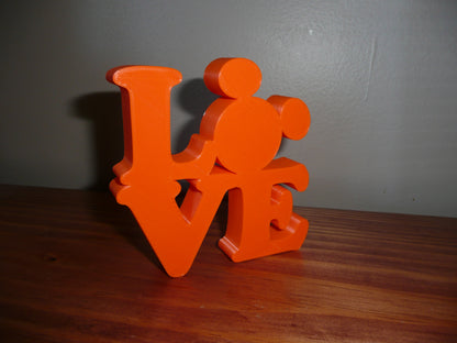 LOVE Word Quote With Mickey Mouse Face Head Orange Made in USA PR4786