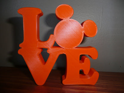 LOVE Word Quote With Mickey Mouse Face Head Orange Made in USA PR4786