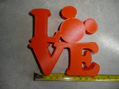 LOVE Word Quote With Mickey Mouse Face Head Orange Made in USA PR4786