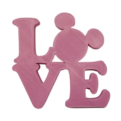 LOVE Word Quote With Mickey Mouse Face Head Pink Made in USA PR4787