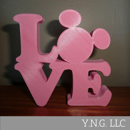 LOVE Word Quote With Mickey Mouse Face Head Pink Made in USA PR4787