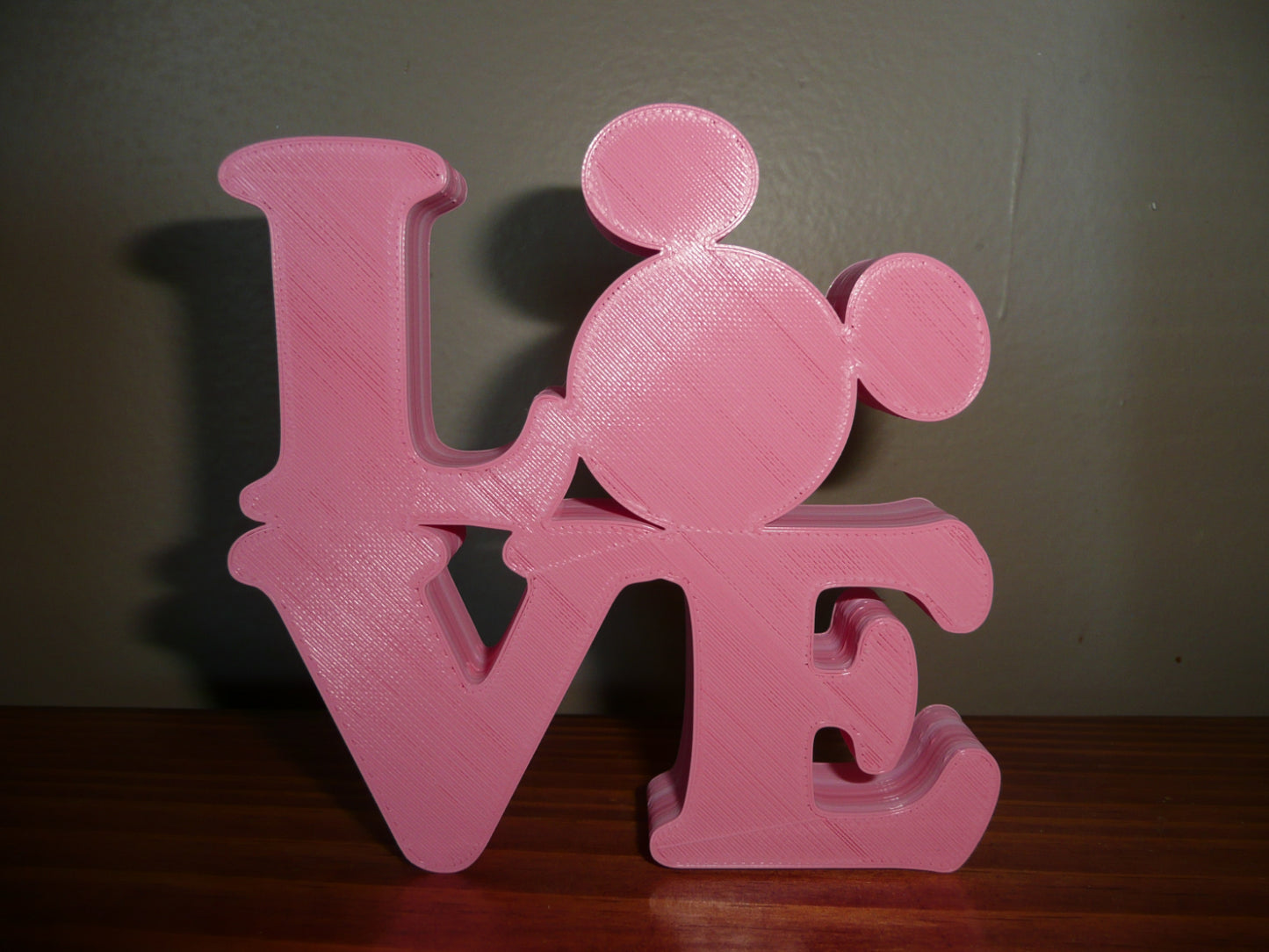 LOVE Word Quote With Mickey Mouse Face Head Pink Made in USA PR4787