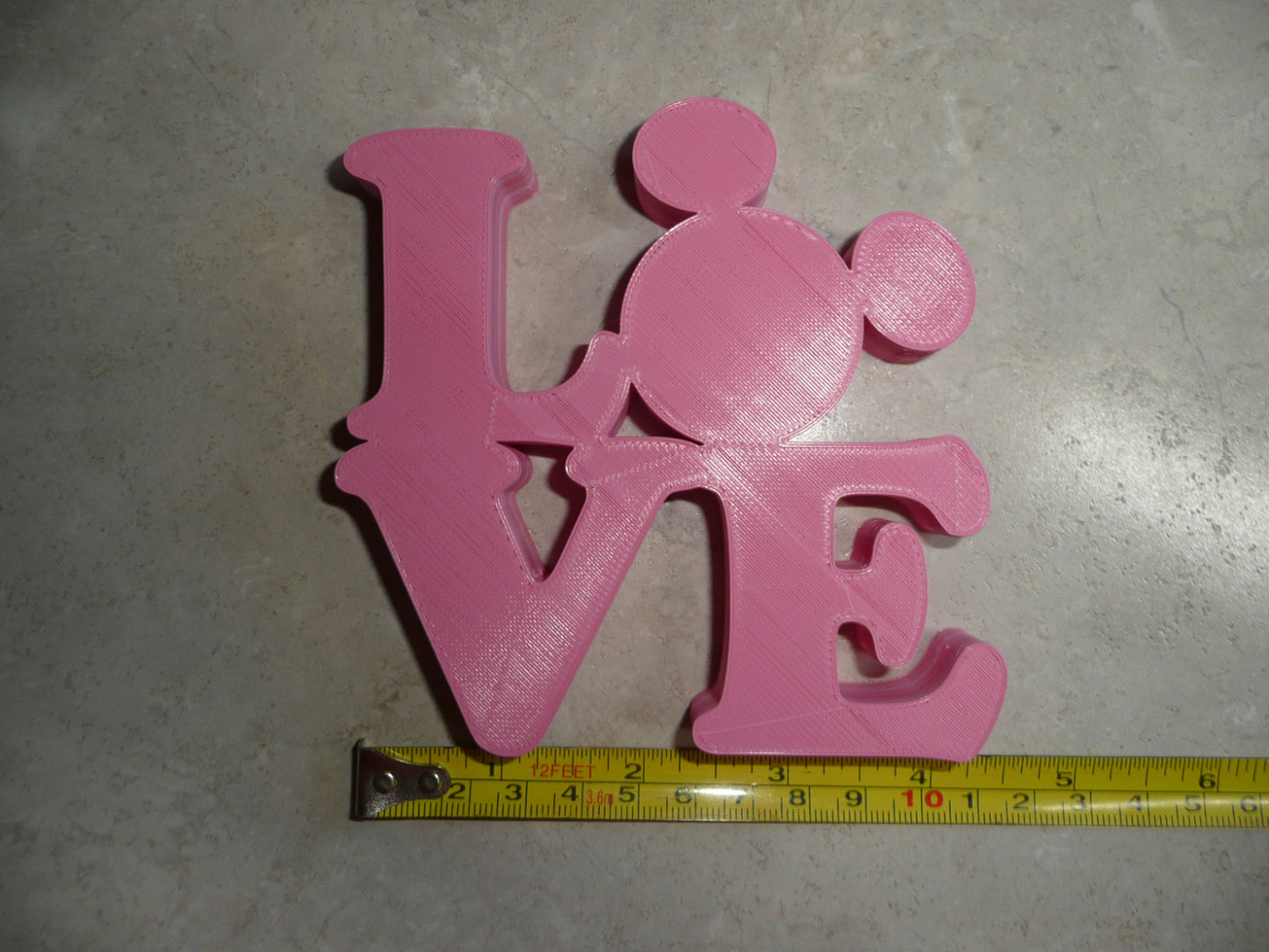 LOVE Word Quote With Mickey Mouse Face Head Pink Made in USA PR4787