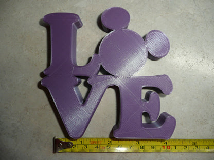 LOVE Word Quote With Mickey Mouse Face Head Purple Made in USA PR4788