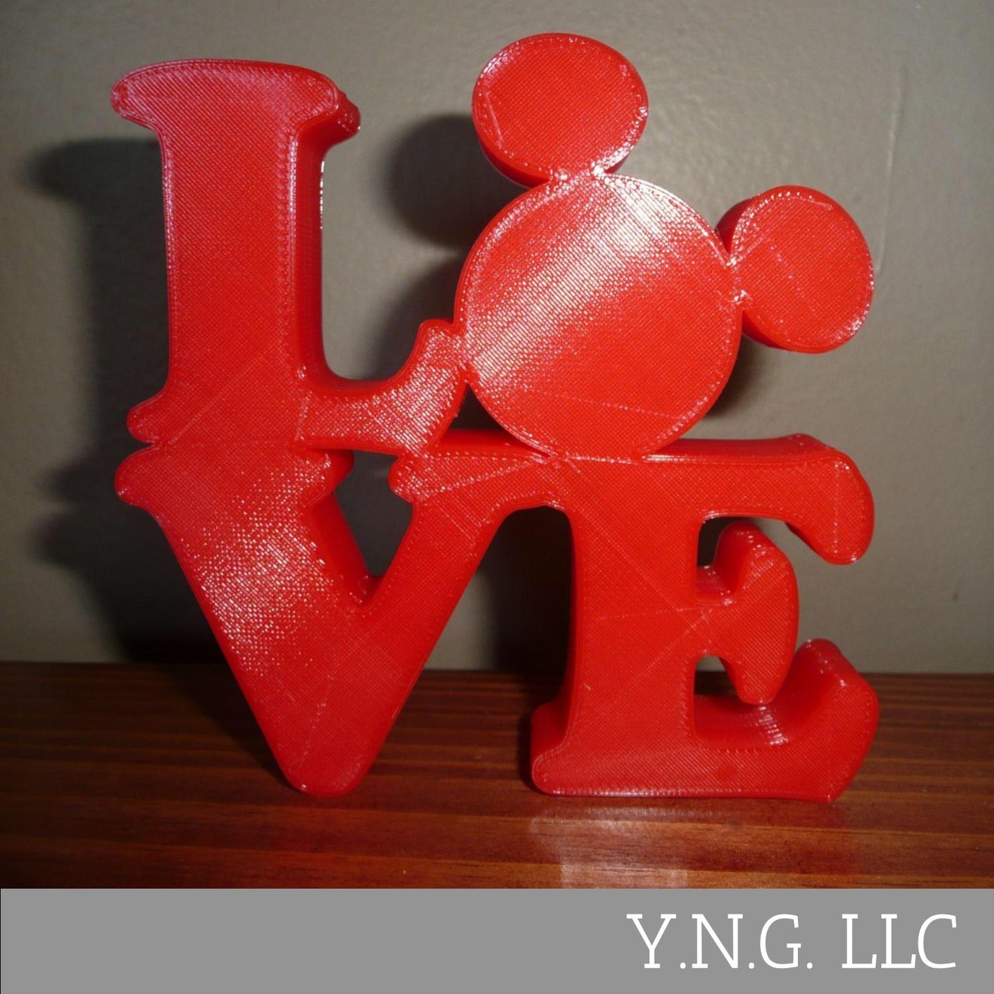 LOVE Word Quote With Mickey Mouse Face Head Red Made in USA PR4789