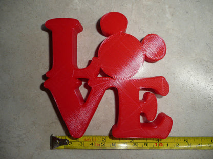 LOVE Word Quote With Mickey Mouse Face Head Red Made in USA PR4789
