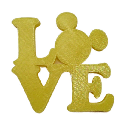 LOVE Word Quote With Mickey Mouse Face Head Yellow Made in USA PR4790