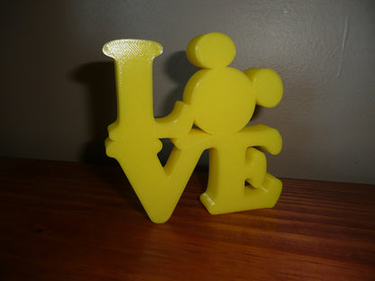 LOVE Word Quote With Mickey Mouse Face Head Yellow Made in USA PR4790