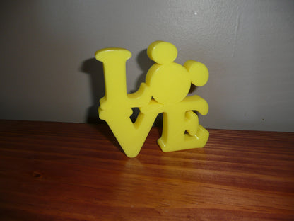 LOVE Word Quote With Mickey Mouse Face Head Yellow Made in USA PR4790