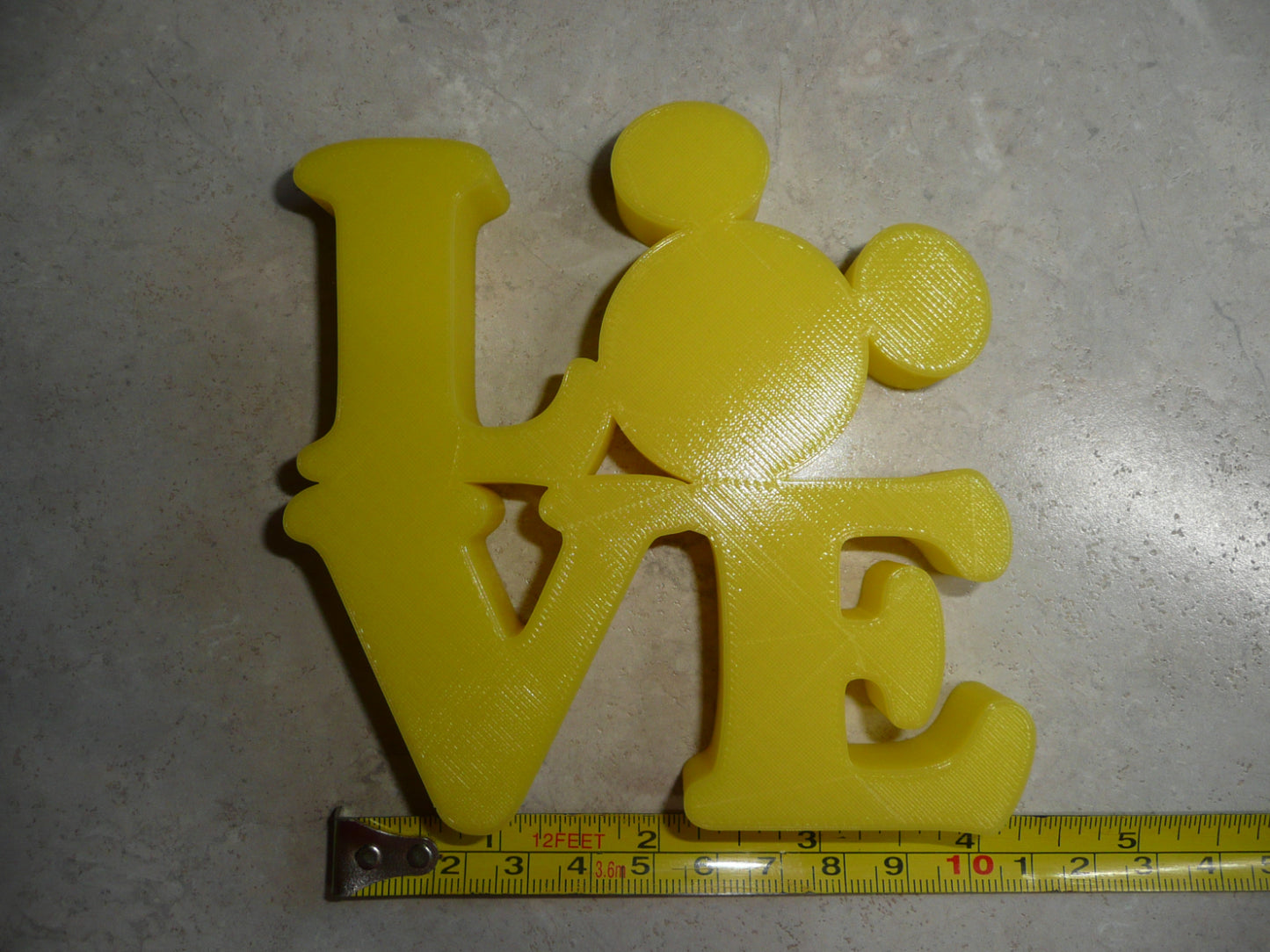 LOVE Word Quote With Mickey Mouse Face Head Yellow Made in USA PR4790