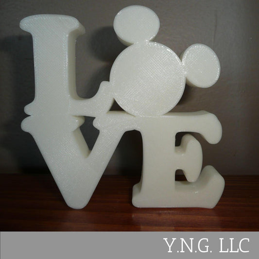 LOVE Word Quote With Mickey Mouse Face Head White Made in USA PR4791