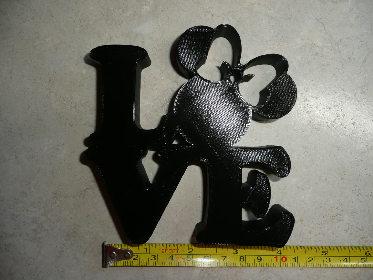 LOVE Word Quote With Minnie Mouse Face Head Black Made in USA PR4792
