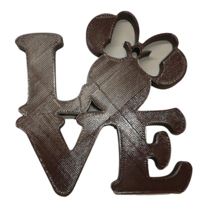 LOVE Word Quote With Minnie Mouse Face Head Brown Made in USA PR4794