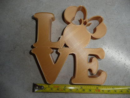 LOVE Word Quote With Minnie Mouse Face Head Gold Made in USA PR4795