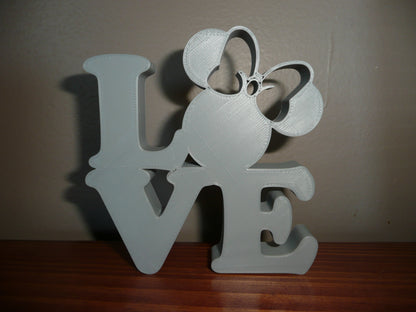 LOVE Word Quote With Minnie Mouse Face Head Gray Made in USA PR4796