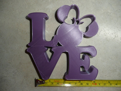 LOVE Word Quote With Minnie Mouse Face Head Purple Made in USA PR4799