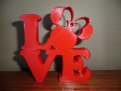 LOVE Word Quote With Minnie Mouse Face Head Red Made in USA PR4800