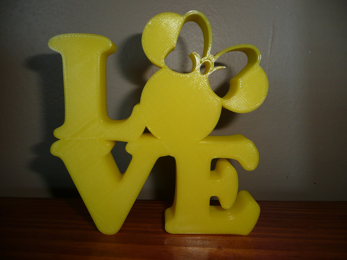 LOVE Word Quote With Minnie Mouse Face Head Yellow Made in USA PR4801
