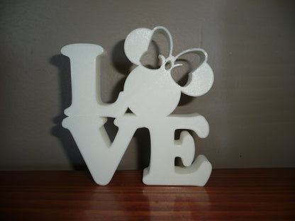 LOVE Word Quote With Minnie Mouse Face Head White Made in USA PR4802