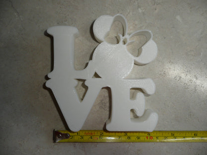 LOVE Word Quote With Minnie Mouse Face Head White Made in USA PR4802
