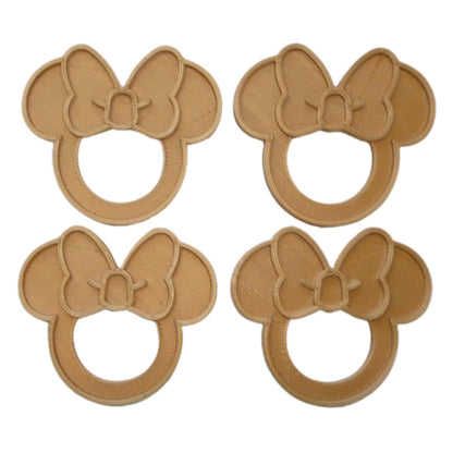 Minnie Mouse Themed Gold Napkin Ring Holders Set Of 4 Made In USA PR4806