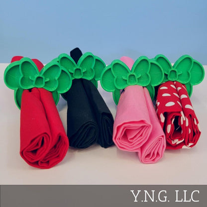 Minnie Mouse Themed Green Napkin Ring Holders Set Of 4 Made In USA PR4808