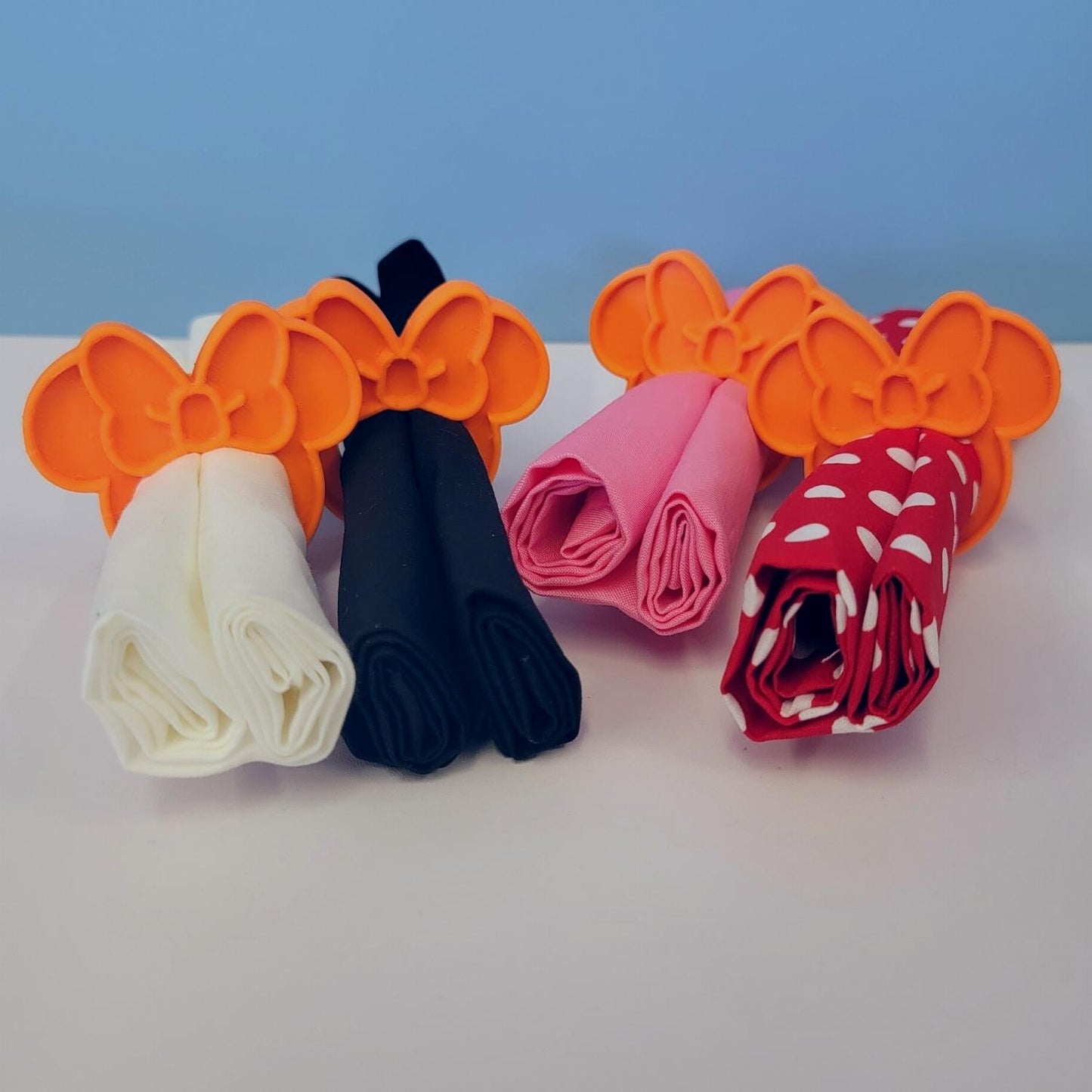 Minnie Mouse Themed Orange Napkin Ring Holders Set Of 4 Made In USA PR4809