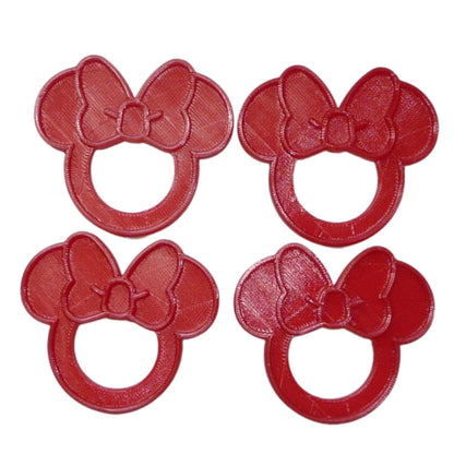 Minnie Mouse Themed Red Napkin Ring Holders Set Of 4 Made In USA PR4812
