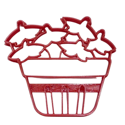 6x Strawberry Basket Fondant Cutter Cupcake Topper 1.75 IN USA FD4815