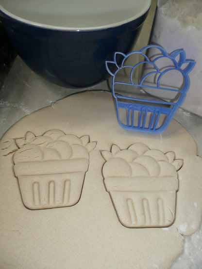 Blueberry Basket Berry Picking Summer Cookie Cutter USA Made PR4816