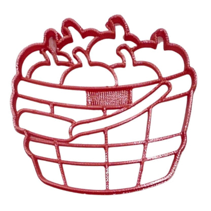 6x Apple Picking Basket Fondant Cutter Cupcake Topper 1.75 IN USA FD4817