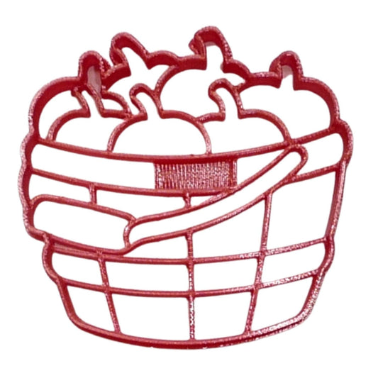 6x Apple Picking Basket Fondant Cutter Cupcake Topper 1.75 IN USA FD4817