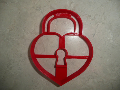 6x Heart Shaped Key Padlock Fondant Cutter Cupcake Topper 1.75 IN USA FD4822