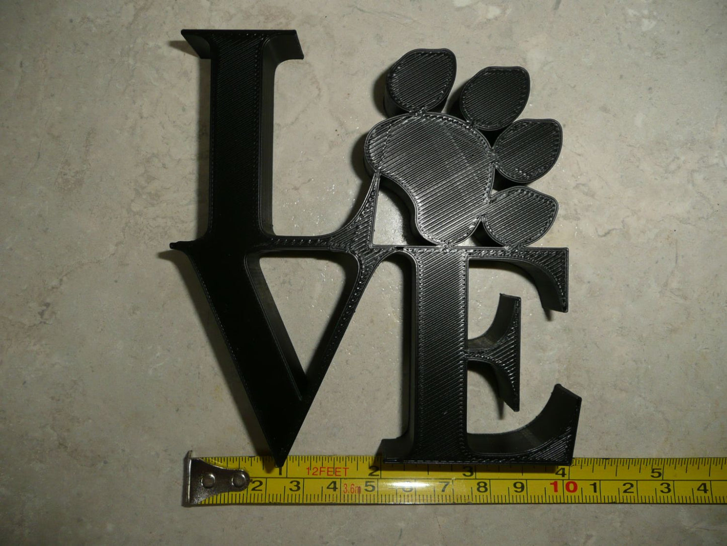 Love Word with Paw Print Table Shelf Home Office Decor Black Made in USA PR4841