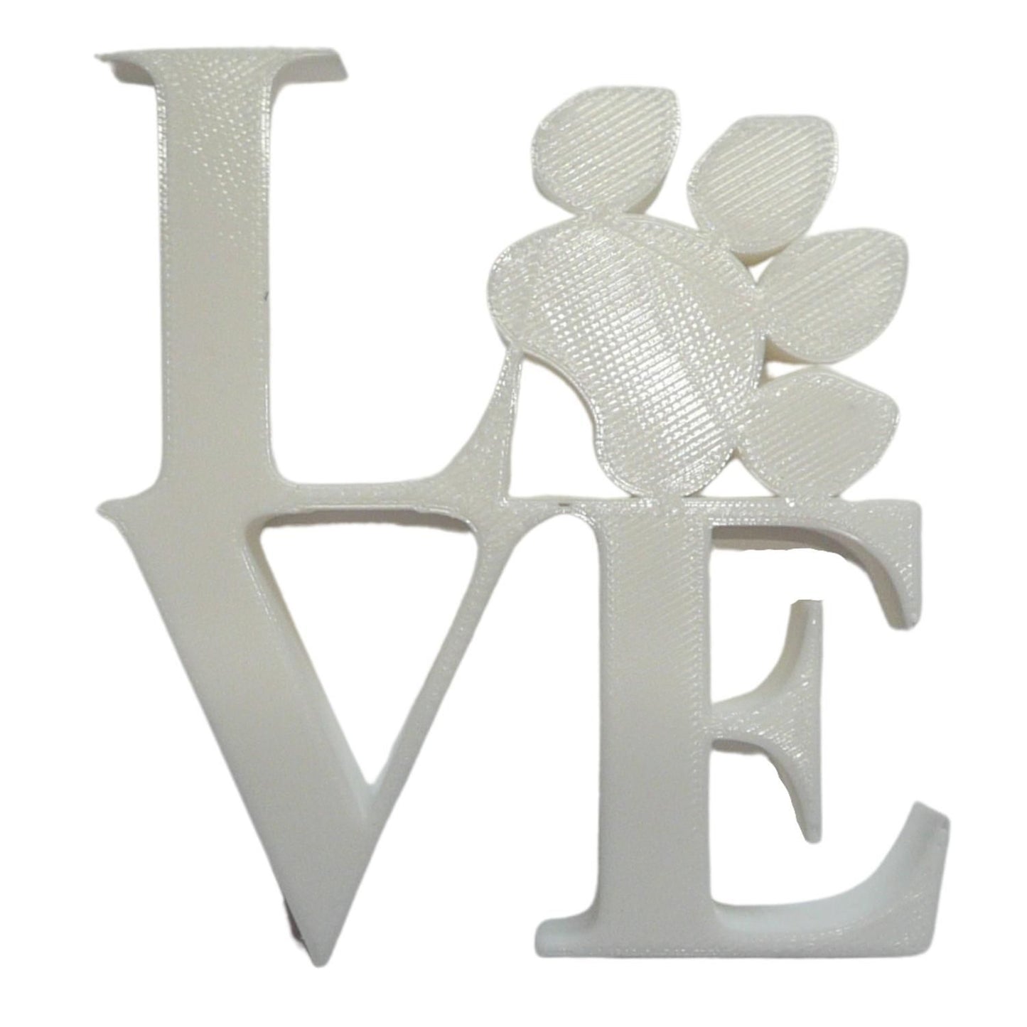 Love Word with Paw Print Table Shelf Home Office Decor White Made in USA PR4842