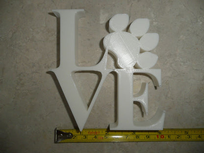 Love Word with Paw Print Table Shelf Home Office Decor White Made in USA PR4842