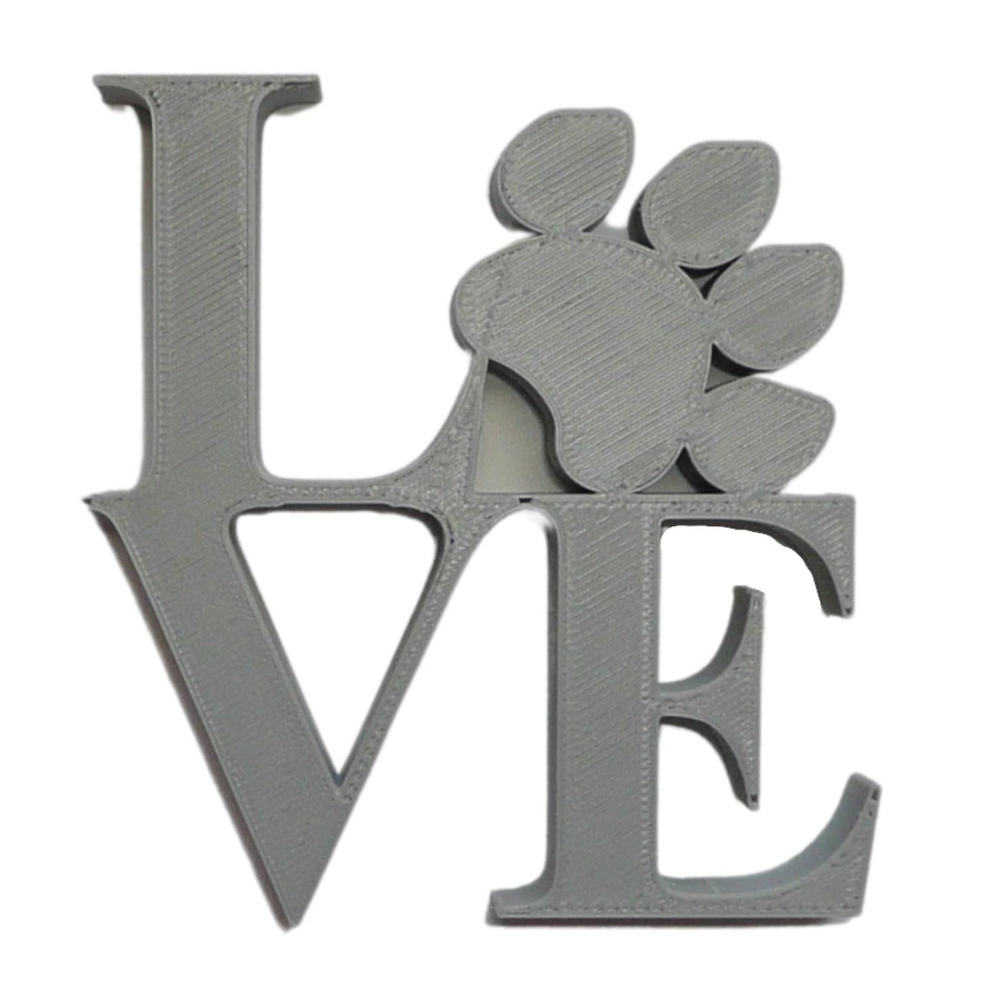 Love Word with Paw Print Table Shelf Home Office Decor Gray Made in USA PR4843