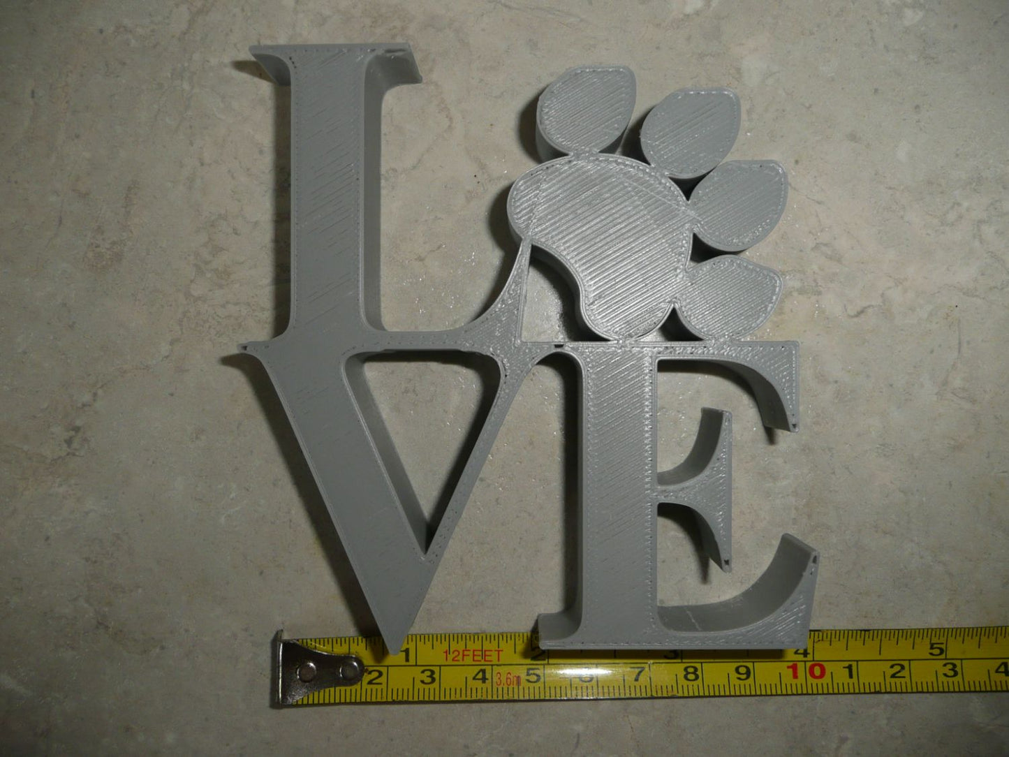 Love Word with Paw Print Table Shelf Home Office Decor Gray Made in USA PR4843