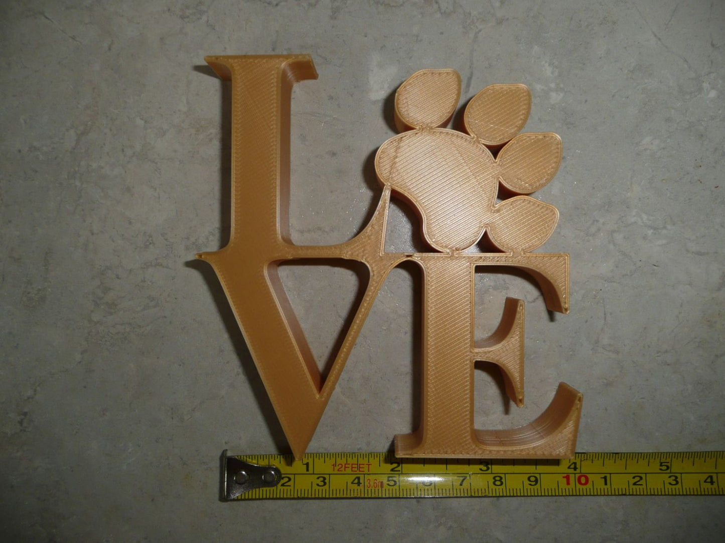 Love Word with Paw Print Table Shelf Home Office Decor Gold Made in USA PR4844
