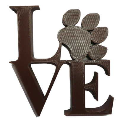 Love Word with Paw Print Table Shelf Home Office Decor Brown Made in USA PR4845