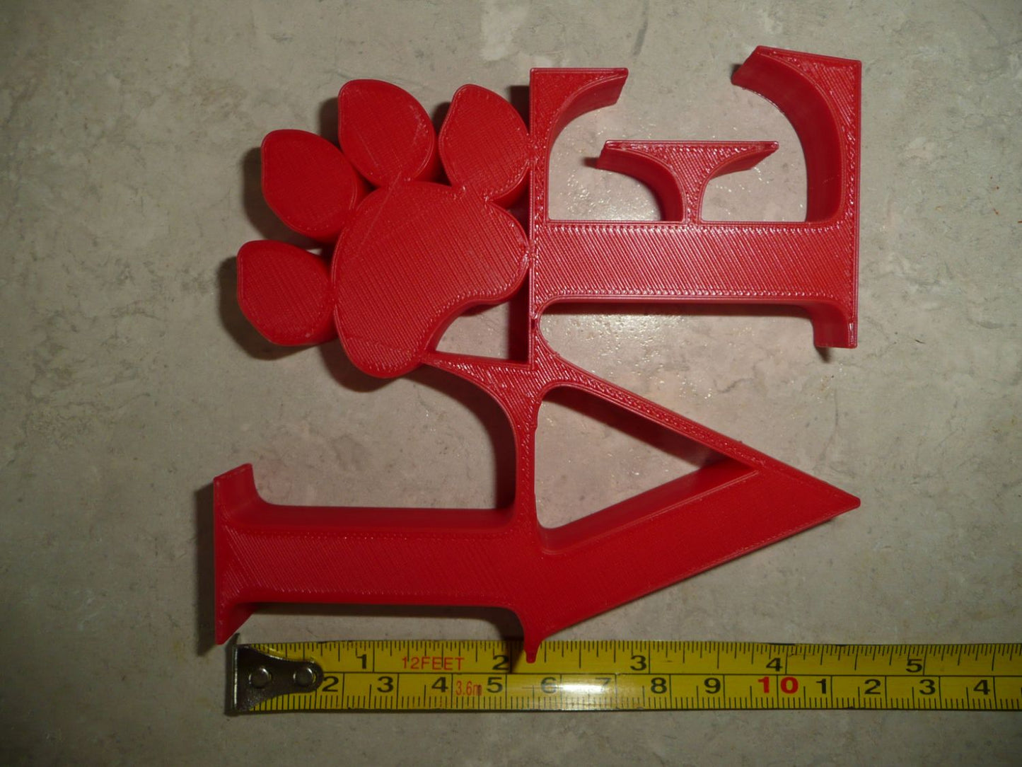 Love Word with Paw Print Table Shelf Home Office Decor Red Made in USA PR4846