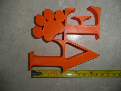 Love Word with Paw Print Table Shelf Home Office Decor Orange Made in USA PR4847