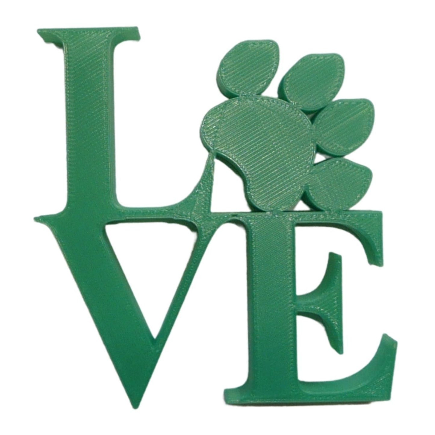 Love Word with Paw Print Table Shelf Home Office Decor Green Made in USA PR4849